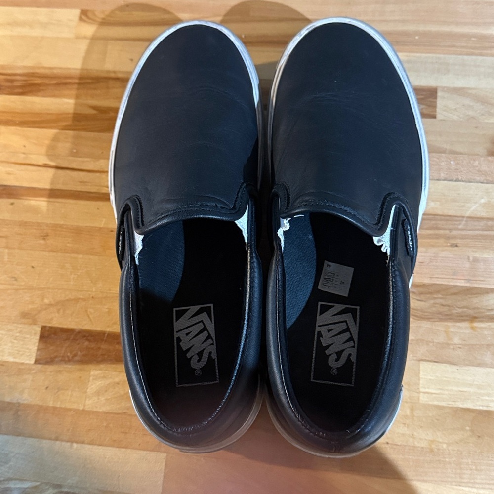 VANS stacked black leather slip ons. Excellent condition. Womens 9.5US - Picture 7 of 8